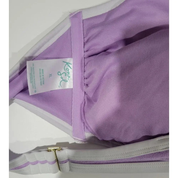 Kona Sol Women’s Purple Terry Textured Bandeau Bikini Top XL NWOT - Picture 5 of 6